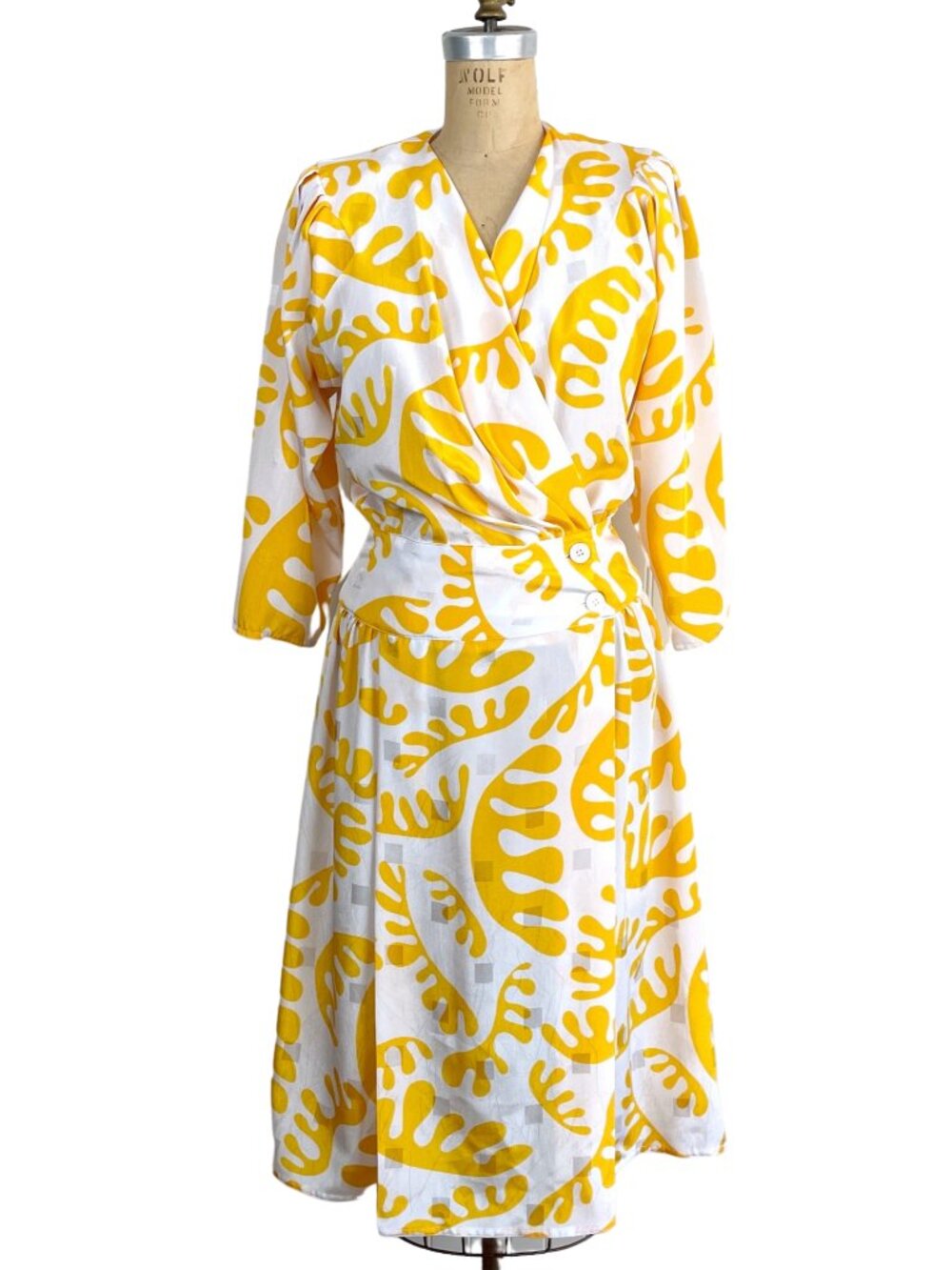 Vintage 1980s Billy Jack for Her silky wrap dress –  batwing sleeves, size S/M